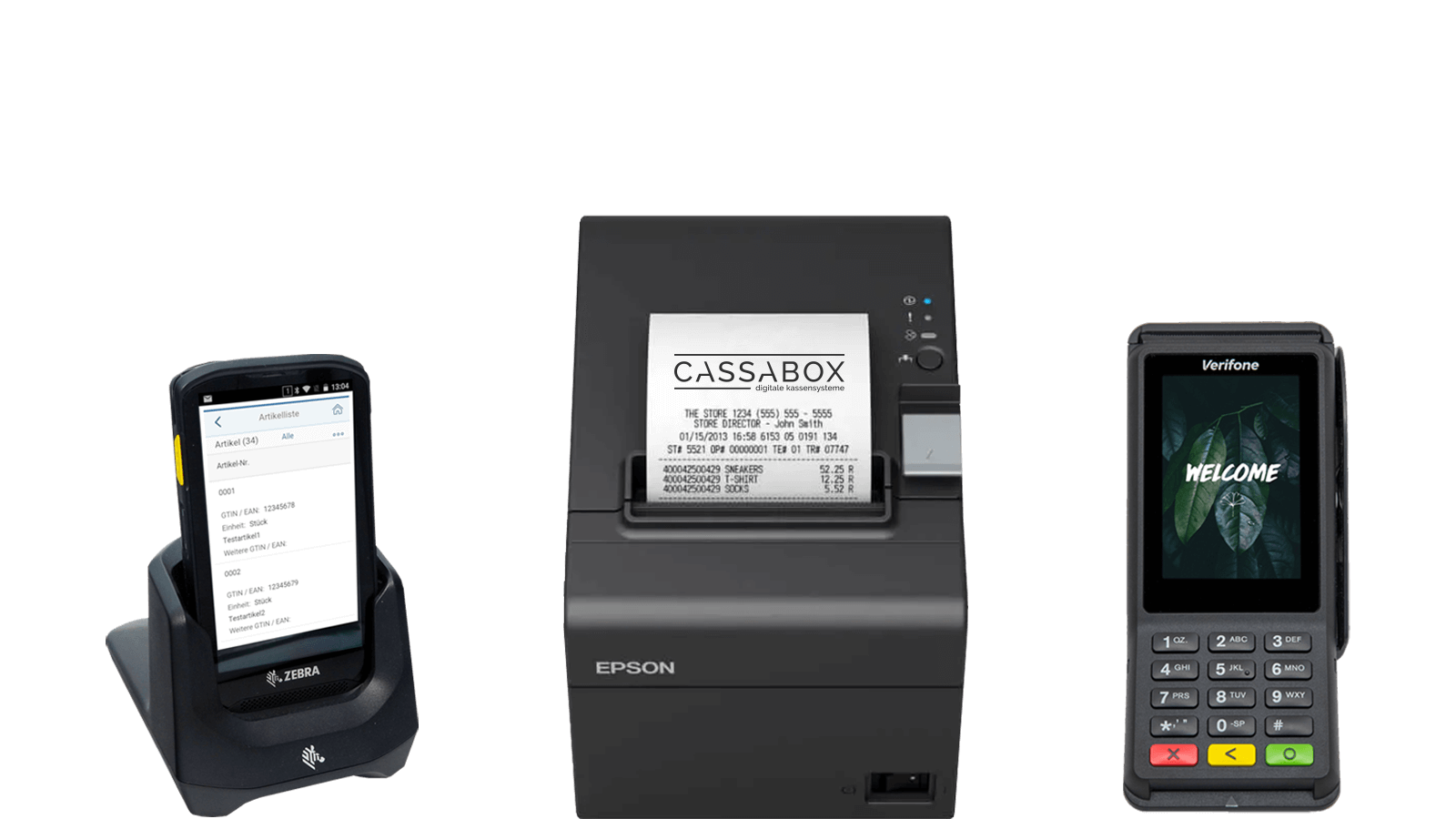 CASSABOX Geräte, Zebra, Bondrucker und EC-Cash Gerät